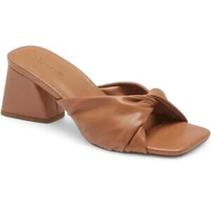 Open Edit Cora Twisted Top Mule Sandal Block Heel Brown Slip-On Size 6.5